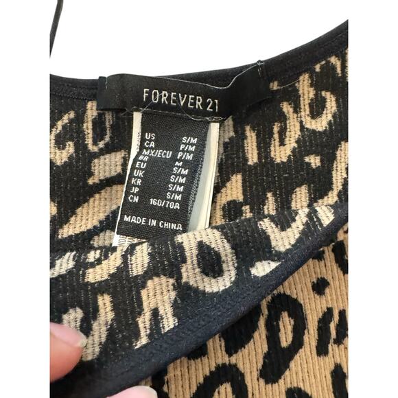 Forever 21 Leopard Print Crop Tank Top Size Small Racerback Cami Sleeveless Y2K - Picture 5 of 5